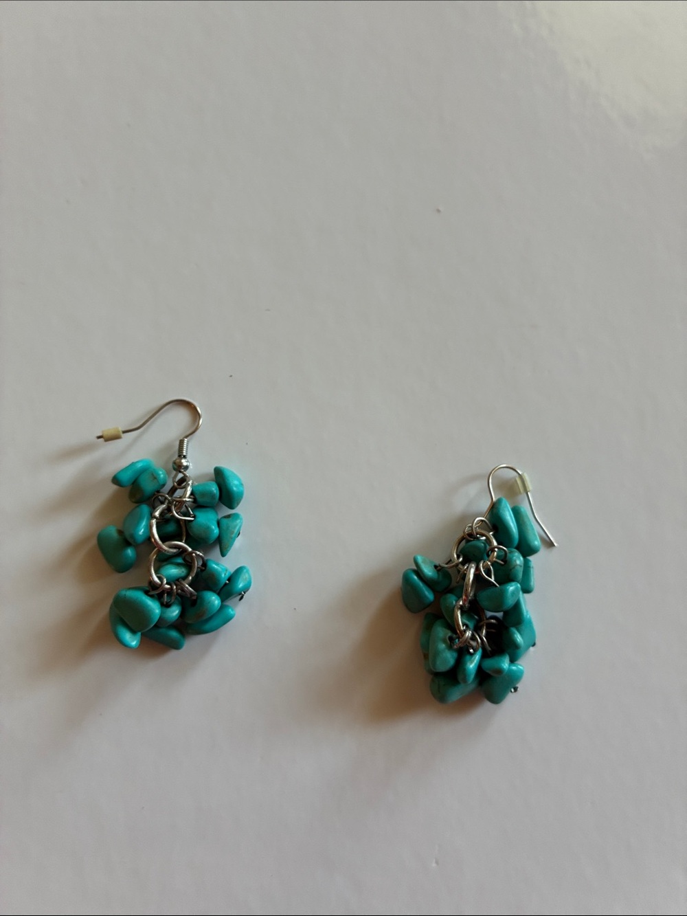 Vintage Turquoise Bead Cluster Dangle Earrings - Women Jewelry